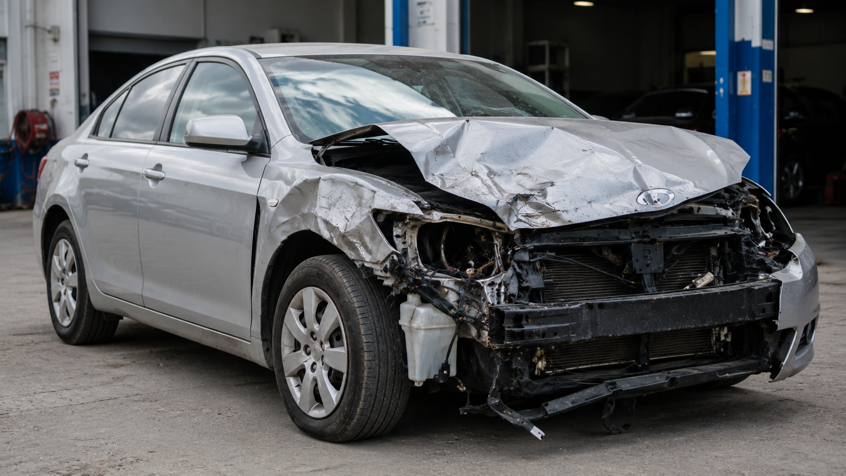 Vehicle before panel and collision repair